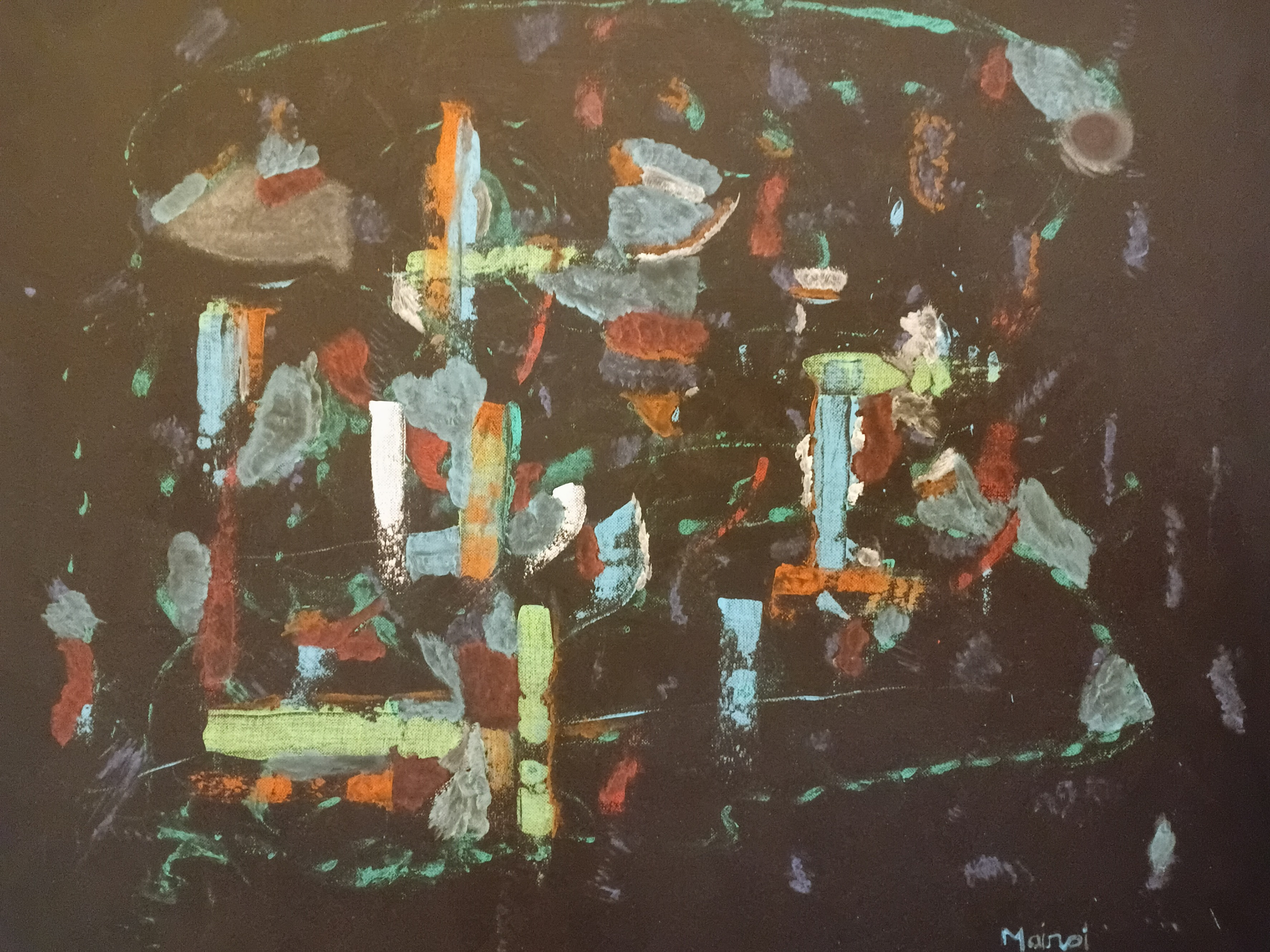Rêves enchantés - tableau abstrait contemporain peinture intuitive acrylique 60x73cm