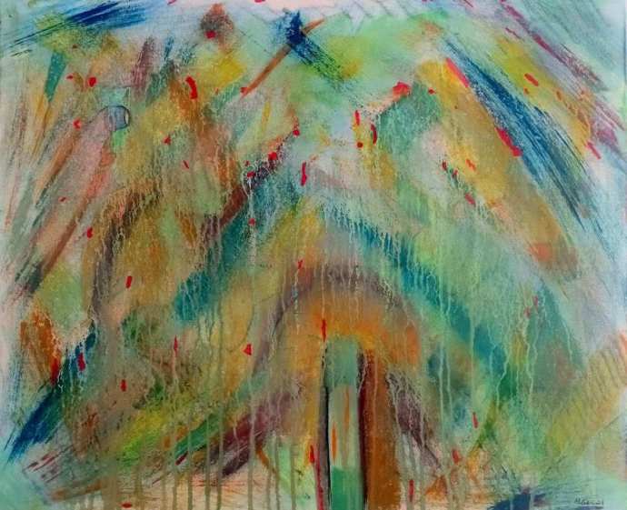 Forêt magique - peinture intuitive acrylique tableau abstrait 60x73cm