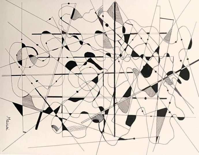 Espace invisible - tableau abstrait contemporain peinture acrylique 50x60cm