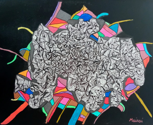 Apparition - peinture intuitive acrylique œuvre contemporaine 33x40cm