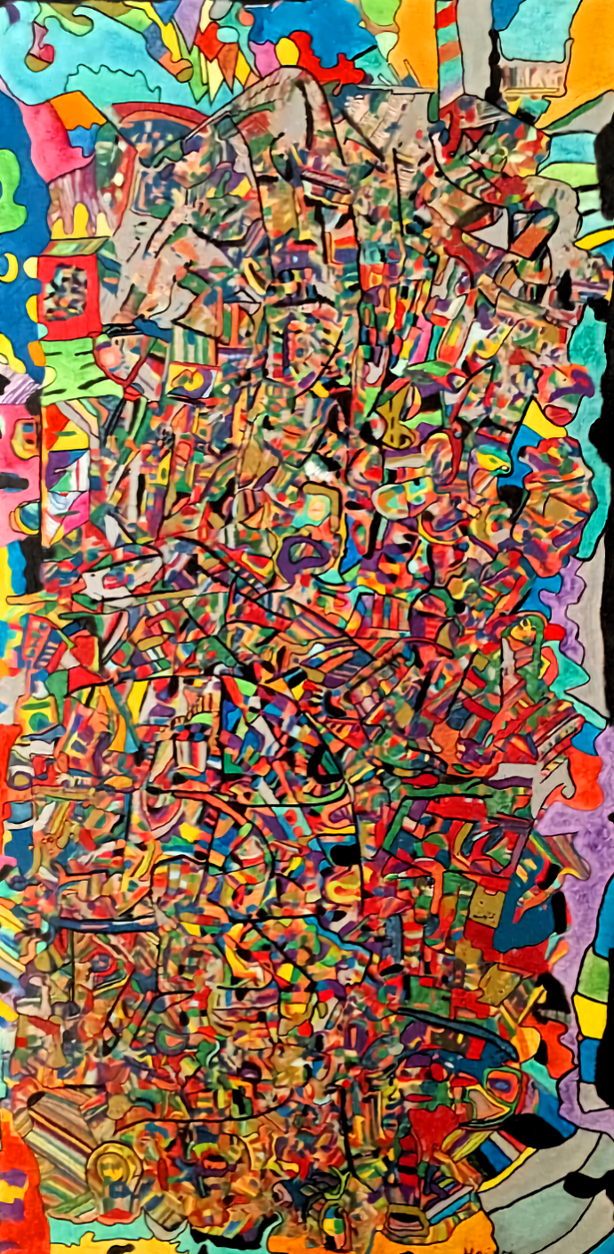 Sens profond - peinture intuitive acrylique tableau contemporain 40x80cm