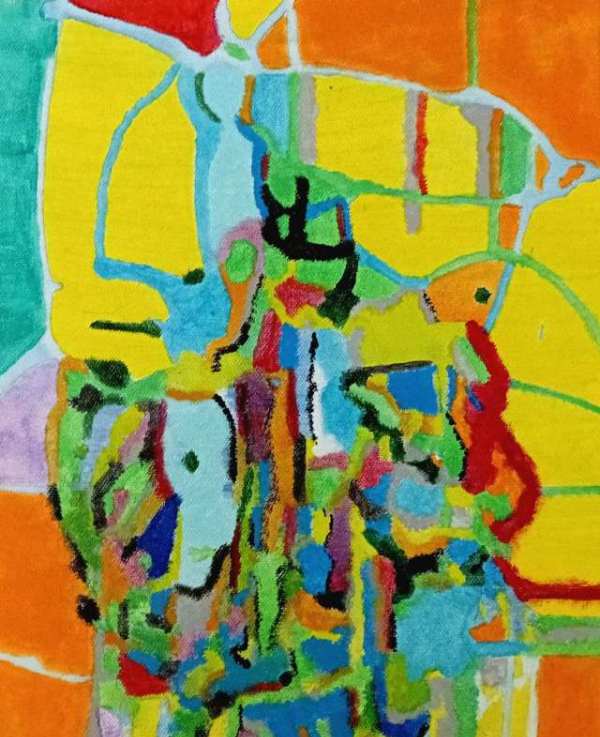 Source - peinture intuitive acrylique tableau abstrait 30x40cm
