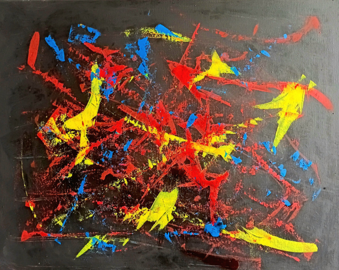 Instant présent - tableau abstrait contemporain peinture intuitive acrylique 60x73cm