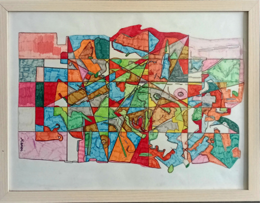 Echappée - dessin encadré œuvre originale 33x43cm