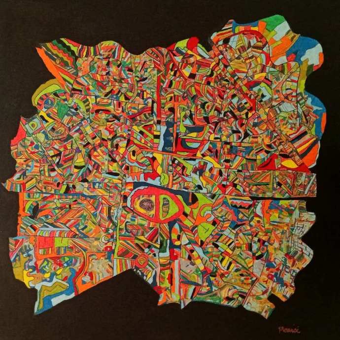 Explosions d'émotions - tableau abstrait acrylique peinture intuitive 60x60cm