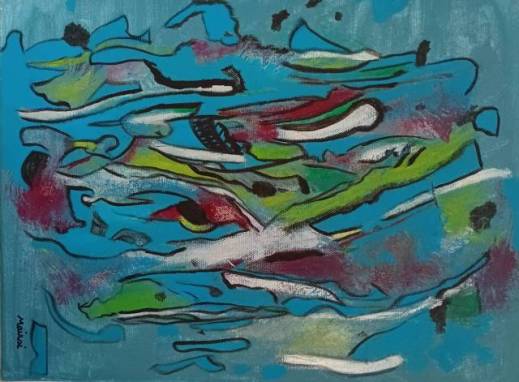 Cycle - peinture intuitive acrylique tableau contemporain 30x40cm