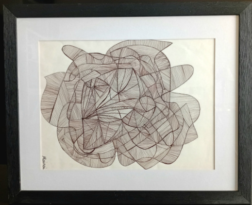 Libérée - dessin encadré œuvre originale noir et blanc 40x50cm