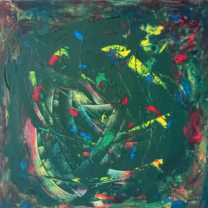 Tournant - peinture abstraite contemporaine acrylique 60x60cm