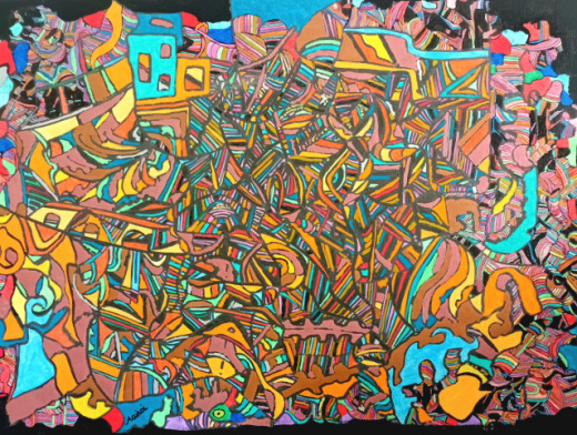 Processus - peinture intuitive acrylique tableau contemporain 33x46cm