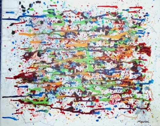 Éclairée - peinture intuitive acrylique tableau contemporain 33x41cm