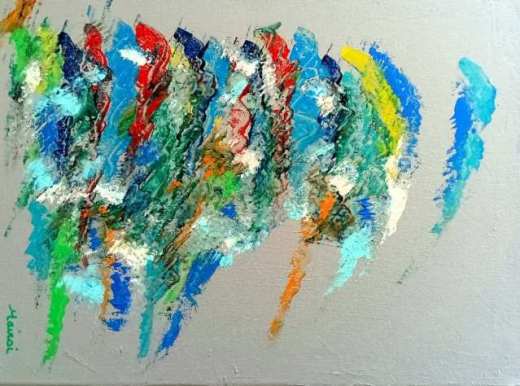 Ensemble harmonieux - peinture intuitive acrylique petit format 30x40cm