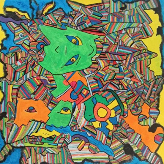 Masque - acrylique sur toile œuvre originale 40x40cm