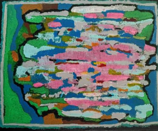 Voile - peinture intuitive acrylique tableau abstrait 30x40cm